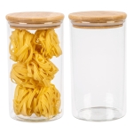 SKLENĚNÁ NÁDOBA – 1000 ml – 1 L – sklenice s dřevěným víčkem a těsněním