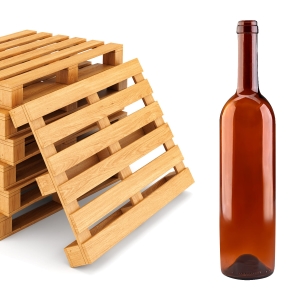 Skleněná láhev Bordeaux 750 ml hnědá na víno, likéry, cider – paleta 1398 kusů