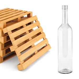 Skleněná láhev Bordeaux 750 ml čirá na víno, likéry, cider – paleta 1165 kusů