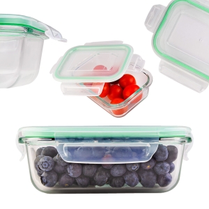 Vzduchotěsná obdélníková skleněná nádoba 370 ml pro skladování potravin