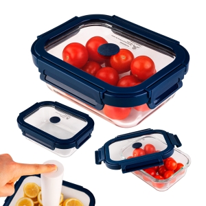 Skleněná vakuová nádoba 640 ml na skladování potravin, lunchbox na jídlo