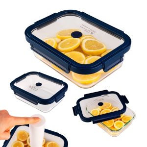 Vakuová obdélníková skleněná nádoba 1500 ml na uchovávání potravin