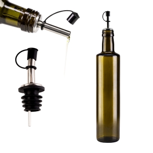 Láhev DORICA 500 ml olivová na olivový olej nebo alkohol s kovovým nalévacím uzávěrem