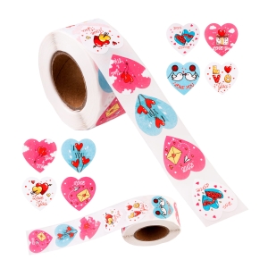 500 kusů – samolepicí nálepky pro děti, motivační, na sešity SRDCE – 1 role