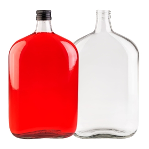 Láhev PŁASKA 1000 ml (1 L) na likéry, pálenku, rum, vodku