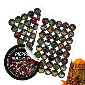 80x samolepicí etikety na koření – barevné s názvy koření