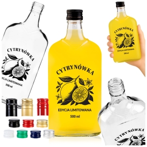 Láhev PLOCHÁ 500 ml s potiskem CYTRYNÓWKA – na likéry a vodku