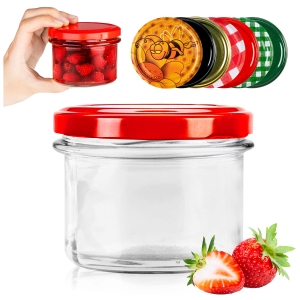 Sada 10 kusů – sklenice 235 ml na koření, džem, marmelády, med + ZDARMA