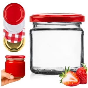 Skleněná sklenice 212 ml na med, marmelády, džem, zavařeniny + DÁREK
