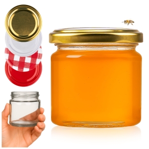 Sada 10 kusů – Skleněná sklenice 212 ml na med, marmelády, džem, zavařeniny