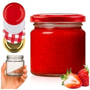 50× skleněná sklenice 212 ml na med, marmelády, džem, zavařeniny