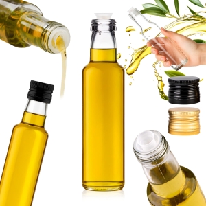 Sada 10 kusů – Láhev DORICA 250 ml BÍLÁ PRŮHLEDNÁ s dávkovačem na olivový olej, olej, ocet
