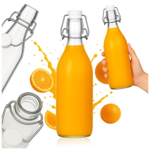 LÁHEV KULATÁ 1 l 1000 ml NA VODU, LIMONÁDU, LIKÉRY, DŽUSY S MECHANICKOU ZÁVĚRKOU + ZDARMA