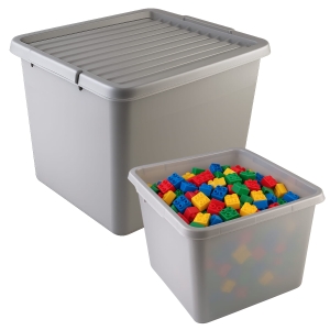 Plastikový kontejner ŠEDÝ 32L organizér s víkem na skladování
