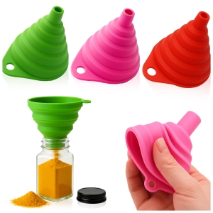 Silikonový skládací kuchyňský trychtýř na koření, tekutiny, olej
