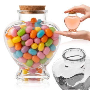 Skleněná lahvička Srdce 150 ml s korkem na dárek, nalewki a likéry