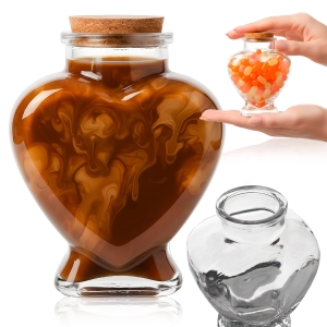 5× skleněná lahvička Srdce 150 ml s korkem na dárek, nalewki a likéry