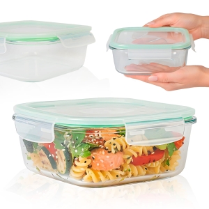 Hermetická čtvercová skleněná nádoba 1100 ml na skladování potravin