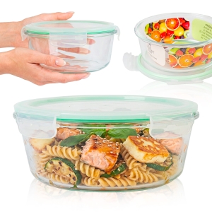 Hermetická kulatá skleněná nádoba 1400 ml na skladování potravin