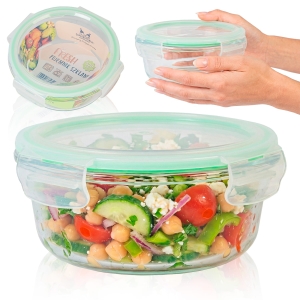 Hermetická kulatá skleněná nádoba 630 ml na skladování potravin