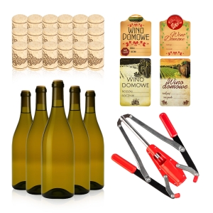 30x láhev Burgundy 750 ml na víno + zátky + etikety + zátkovačka