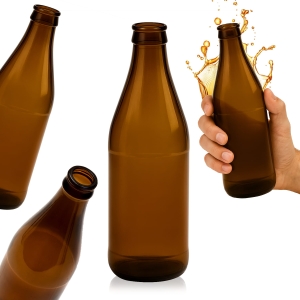 Skleněná láhev Vichy 500 ml na pivo, cider – hnědá