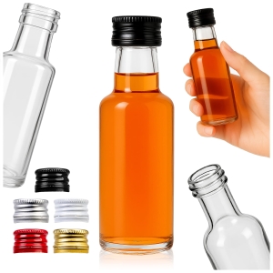 100x malá skleněná láhev Monopolová 20 ml na vodku, domácí pálenku, šťávy, dárek + víčka