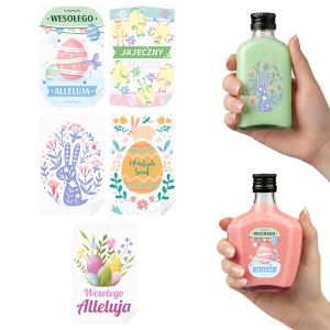 5x Samolepicí VELIKONOČNÍ nálepky 4,5x7 cm na lahve, sklenice, nádoby