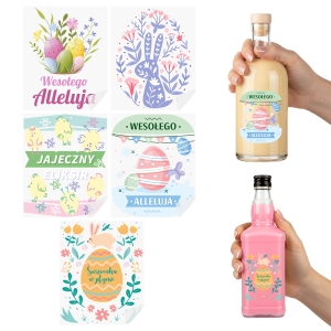 5x Samolepicí VELIKONOČNÍ nálepky 6,5x8 cm na lahve, sklenice, nádoby