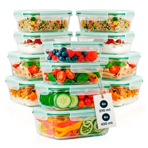12x Hermetické skleněné nádoby lunchbox na skladování potravin
