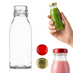 Mini skleněná lahvička Kubuś 125 ml na šťávy, shoty, nápoje + ZDARMA