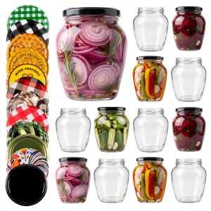 40x skleněné sklenice Amfora 720 ml na houby, zavařeniny, marmelády a med