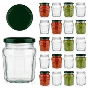 100× skleněné zavařovací sklenice 230 ml Konfitura na džemy, medy, zavařeniny a povidla + ZDARMA