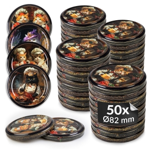 50x víčko TWIST KOČKY MIX fi 82 mm na sklenice, zavařovací sklenice