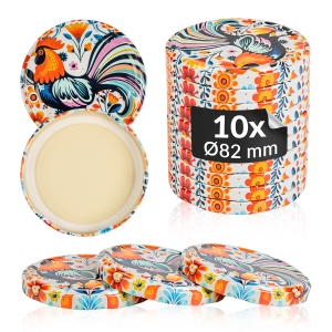 10× víčko Folk fi 82 mm na sklenice, zavařovací sklenice