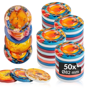 50x víčko Honey, průměr 82 mm, na sklenice a zavařovací sklenice