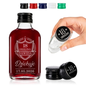 Skleněná láhev s gravírováním PLACATKA 100 ml s gravírovaným uzávěrem jako dárek k narozeninám, na narozeniny, párty, vodku, alkohol