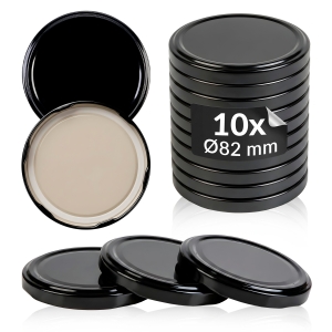 10x černé víčko, průměr 82 mm, na sklenice a zavařovací sklenice