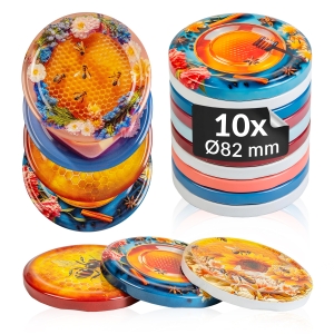 Sada 10 kusů – víčka HONEY fi 82 mm na sklenici, sklenice, zavařovací sklenice