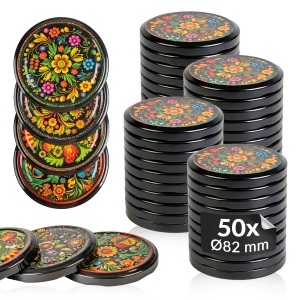 50x uzávěr víčko Haftowanka fi 82 mm na sklenice, sklenice