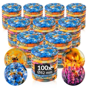 100x víčko TWIST VČELY MIX fi 82 mm na sklenice, zavařovací sklenice