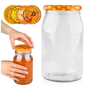 8x skleněná sklenice 900 ml na zavařeniny, med, okurky, džemy + DÁREK