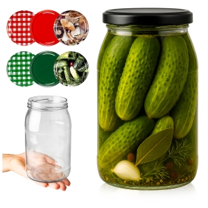 Sada 24 kusů – skleněná sklenice 900 ml na zavařeniny, med + DÁREK