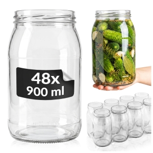 48× skleněná zavařovací sklenice 900 ml na zavařeniny, med, okurky, zelí, džem, povidla
