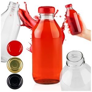 Sada 10 kusů – skleněná láhev Kubuś 330 ml na džus, nápoje, vodu, likéry + DÁREK