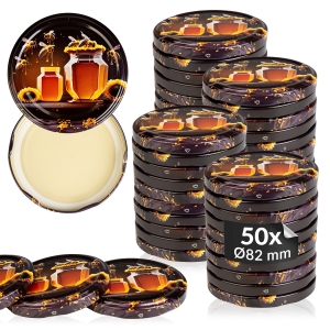 50x víčko na černý med, průměr 82 mm, na sklenice a zavařovací sklenice