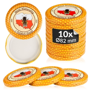 10x víčko na přírodní med, průměr 82 mm, na sklenice a zavařovací sklenice