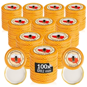 100x víčko na přírodní med, průměr 82 mm, na sklenice a zavařovací sklenice