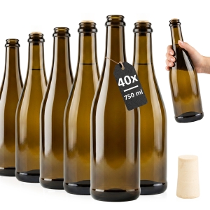 40x Láhev Champagne 750 ml olivová na víno, šťávy a likéry