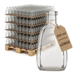 Paleta – 2860 kusů – Skleněná láhev ASTERIA 250 ml na whisky, víno a likéry